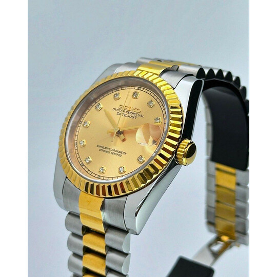 Custom Seiko Mod • 2-Tone Gold Diamond Datejust President • 36mm